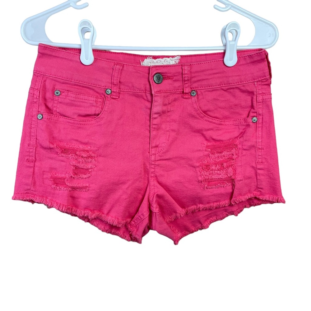 Altar’d State Paradise Pink Distressed Shorts w/ Raw Hem Size 27/5